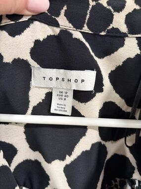 TOPSHOP Black and Cream Animal Print Blouse
